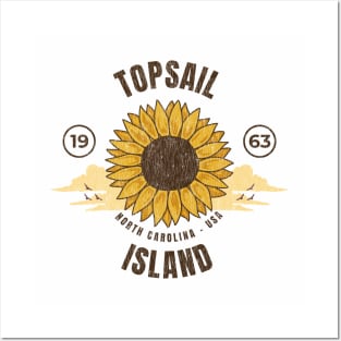 Topsail Island, North Carolina Sunflower Summer Posters and Art